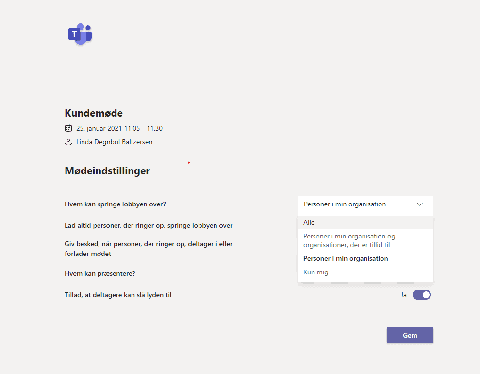 Kundemøde i MS Teams