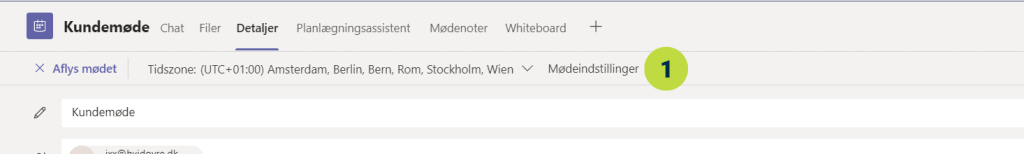klik på mødeindstillinger