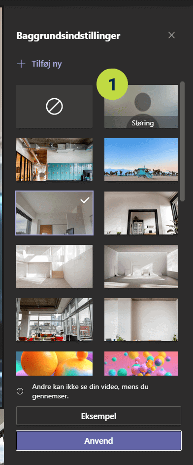 Vælg baggrund i MS teams