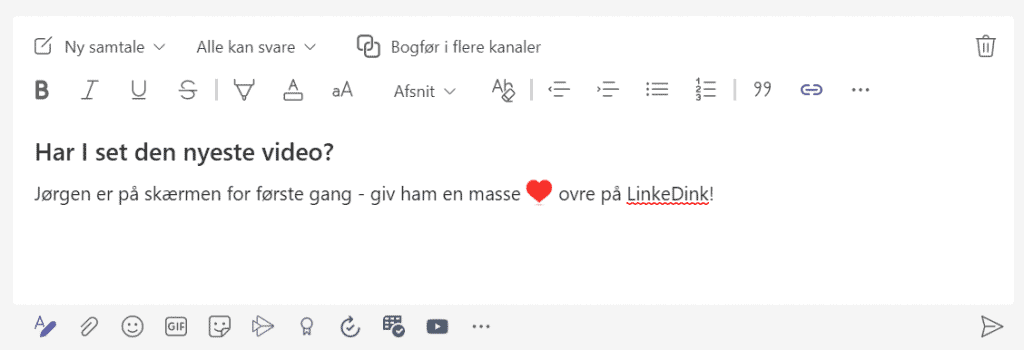 Tekst til samtale i MS teams