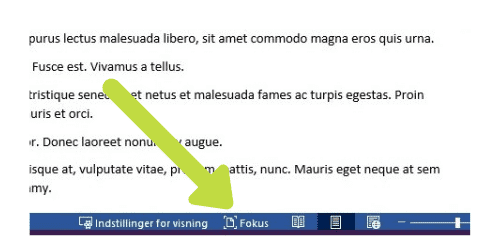 Fokus funktionen i word