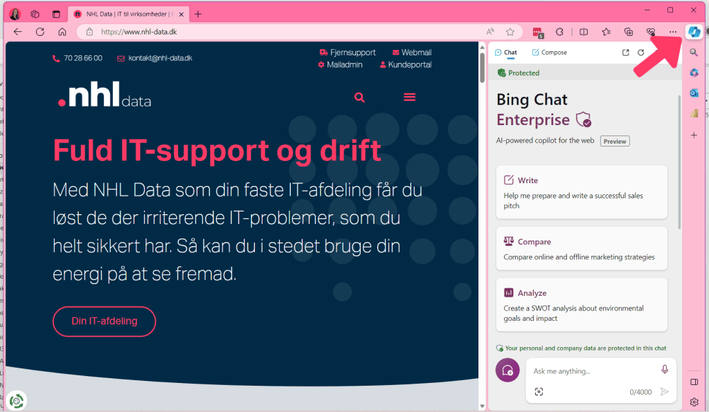 Her finder du Microsoft Copilot i Edge browseren