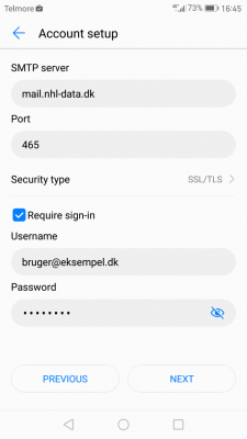android emailopsætning