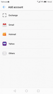 Opsætning af email på android